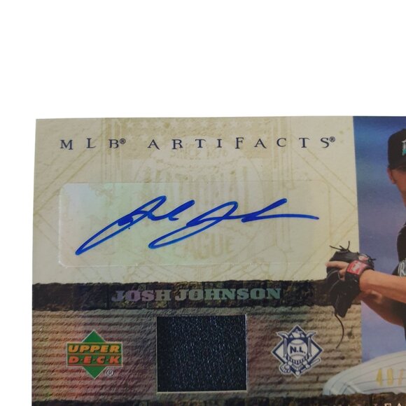 Josh Johnson Autographed Upper Deck MLB Artifacts Card 49/55 Florida Marlins - Picture 4 of 4